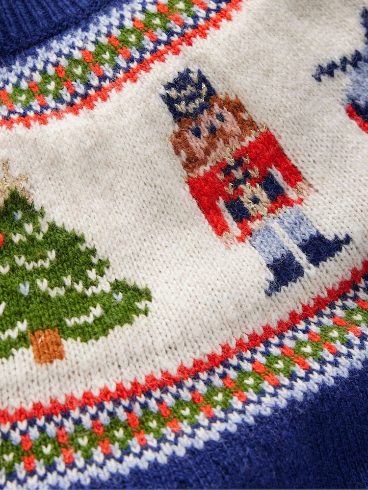 Boden Blue Nutcracker Festive Fair Isle Jumper - Image 3 of 3 Boden Blue Nutcracker Festive Fair Isle Jumper - Image 3 of 3