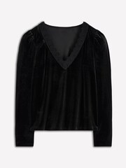 Boden Black Flora V-neck Velvet Top - Image 6 of 6