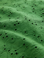 Green Broderie Short Sleeve Polo Top - Image 6 of 7