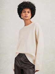 Reiss Cream Ella Wool-Cashmere Crew-Neck Jumper - Image 3 of 7