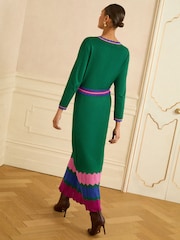 Verde - Vestido midi de punto con cuello con muesca de Love & Roses - Imagen 4 de 4