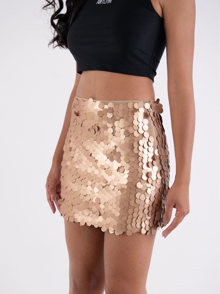Amy Lynn Gold Goldy Matte Sequin Mini Skirt - Image 5 of 5 Amy Lynn Gold Goldy Matte Sequin Mini Skirt - Image 5 of 5