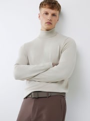 River Island Cream Slim Fit Roll Neck Jumper - Image 1 of 4