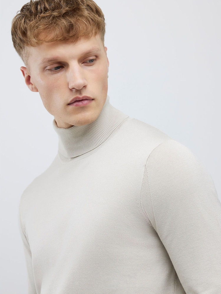 River Island Cream Slim Fit Roll Neck Jumper - Image 4 of 4