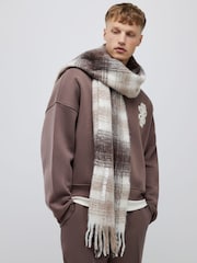 River Island Brown Brushed Check Scarf - Image 1 of 4