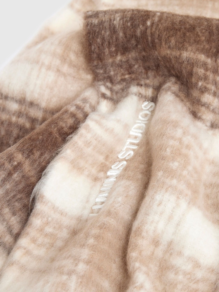 River Island Brown Brushed Check Scarf - Image 4 of 4