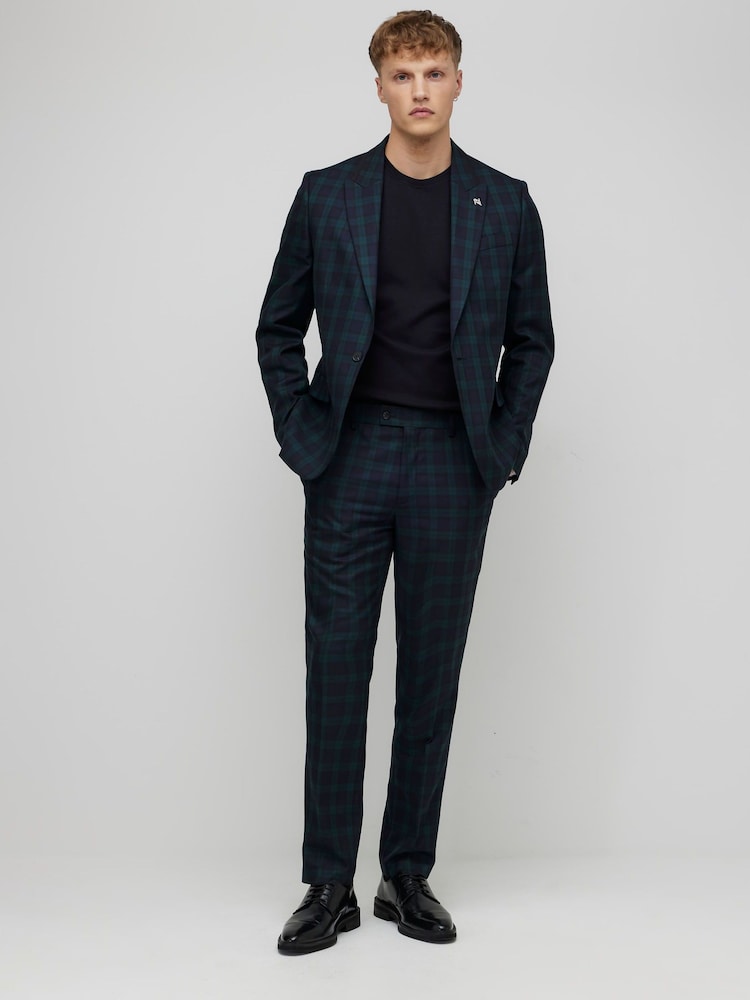 River Island Slim Fit Check Suit Trousers - Imagen 1 de 4