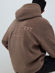 River Island Brown Palais Dept Oversized Borg Hoodie - Image 2 of 4
