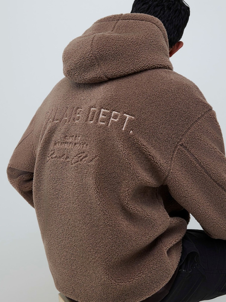 River Island Brown Palais Dept Oversized Borg Hoodie - Image 2 of 4
