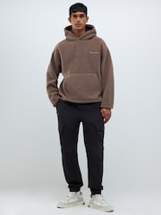 River Island Brown Palais Dept Oversized Borg Hoodie - Image 3 of 4