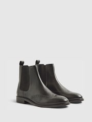 River Island Black Leather Brogue Boots - Image 3 of 6