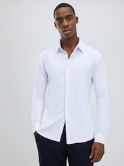 River Island White Muscle Fit Pique Shirt - Image 1 of 4