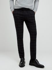 River Island Black Skinny Fit Check Stretch Trousers - Image 1 of 4