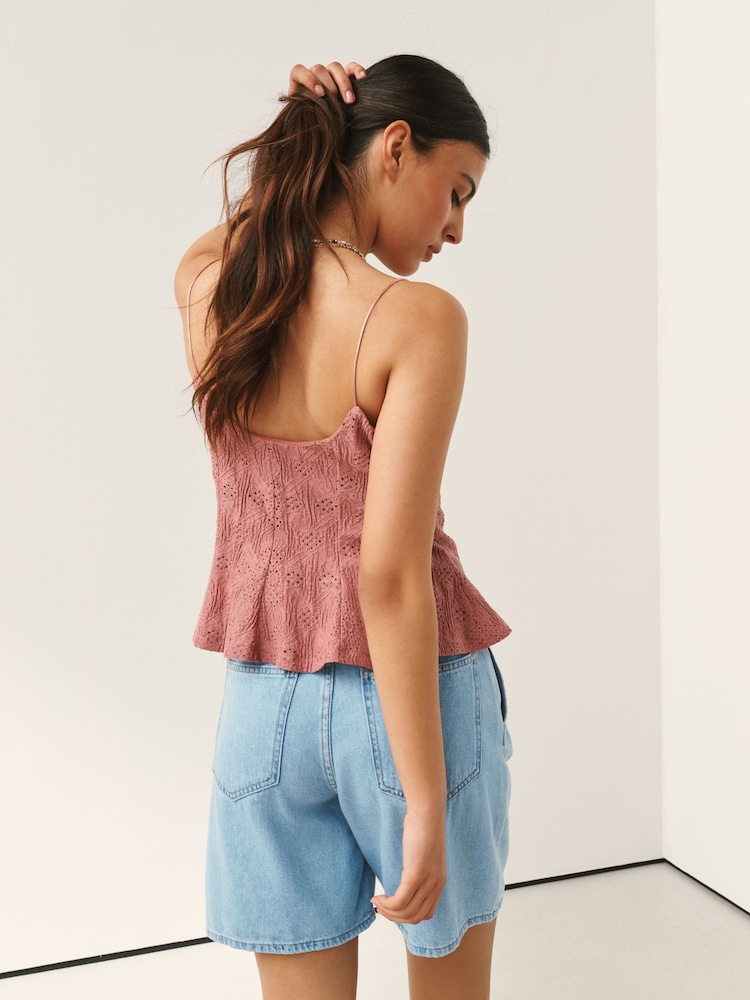 Pink Strappy Peplum Lace Top - Image 4 of 4