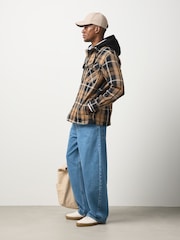 Brown Borg Lined Hooded Check Shacket - Image 3 of 12