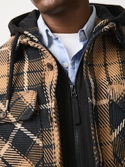 Brown Borg Lined Hooded Check Shacket - Image 6 of 12