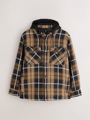 Brown Borg Lined Hooded Check Shacket - Image 7 of 12