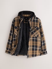 Brown Borg Lined Hooded Check Shacket - Image 8 of 12