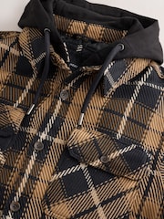 Brown Borg Lined Hooded Check Shacket - Image 9 of 12