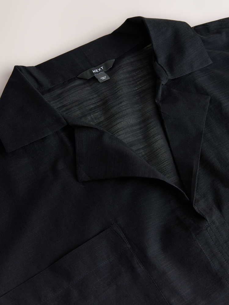 Black Cotton Overhead Shirt Cover-Up - Image 3 of 3