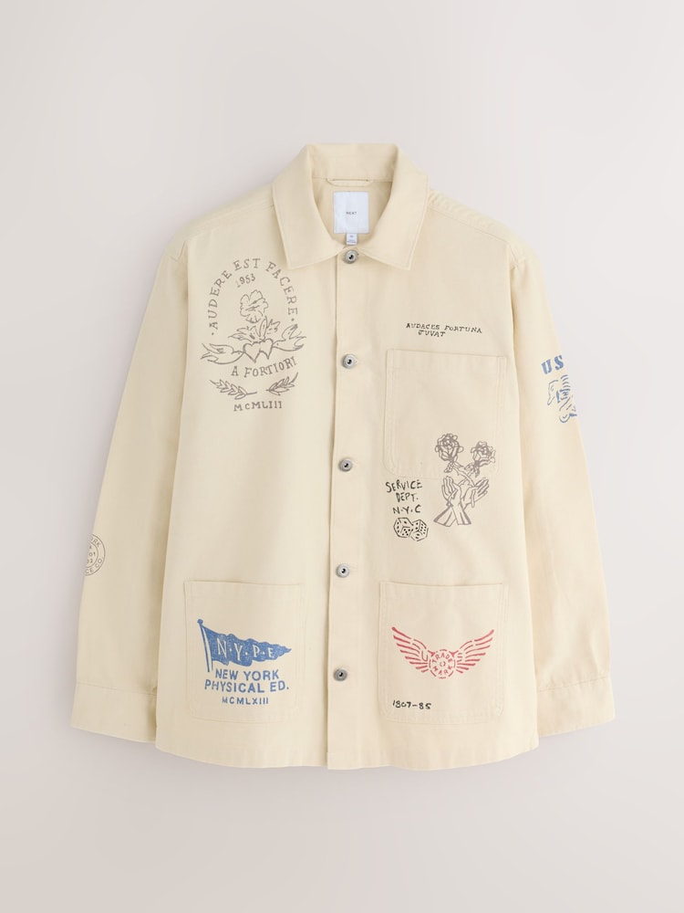 Neutral Canvas Pattern Shacket - Image 2 of 5