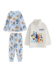 Vanilla Underground Blue Bluey Long Sleeve Long Leg Pyjamas Set 3 Piece - Image 1 of 6