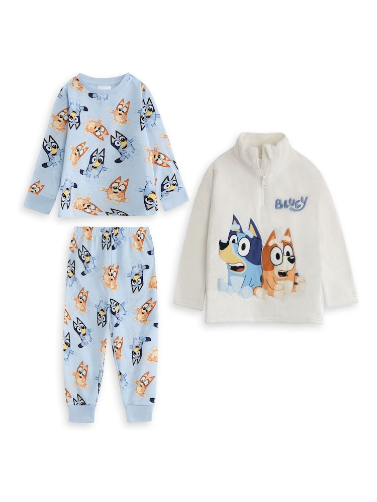 Vanilla Underground Blue Bluey Long Sleeve Long Leg Pyjamas Set 3 Piece - Image 1 of 6