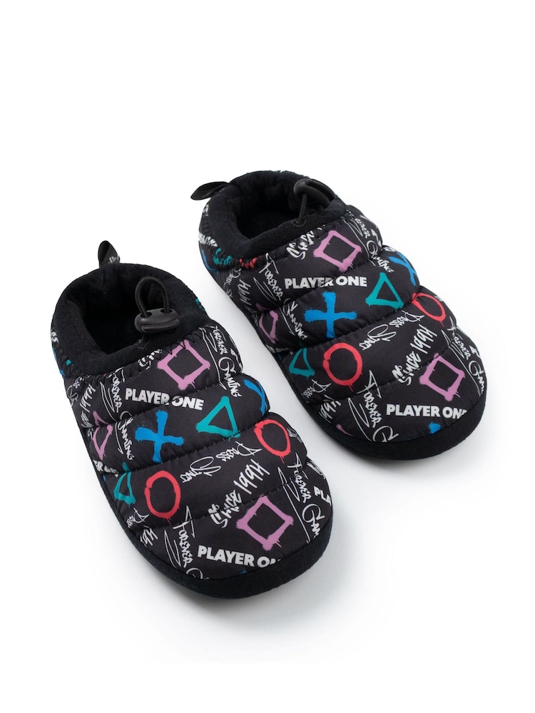 Vanilla Underground Black PlayStation Controller Symbols Slippers - Image 2 of 6 Vanilla Underground Black PlayStation Controller Symbols Slippers - Image 2 of 6