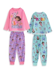 Vanilla Underground Dora The Explorer Multi Long Sleeve Long Leg Pyjama Set 2 Pack - Imagen 1 de 6