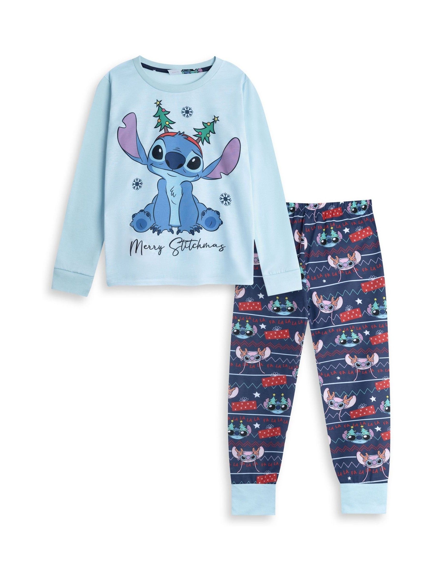 Lilo & Stitch Unisex Blue Lilo Stitch Kids Long Sleeve Long Leg Pyjama Set - Image 5