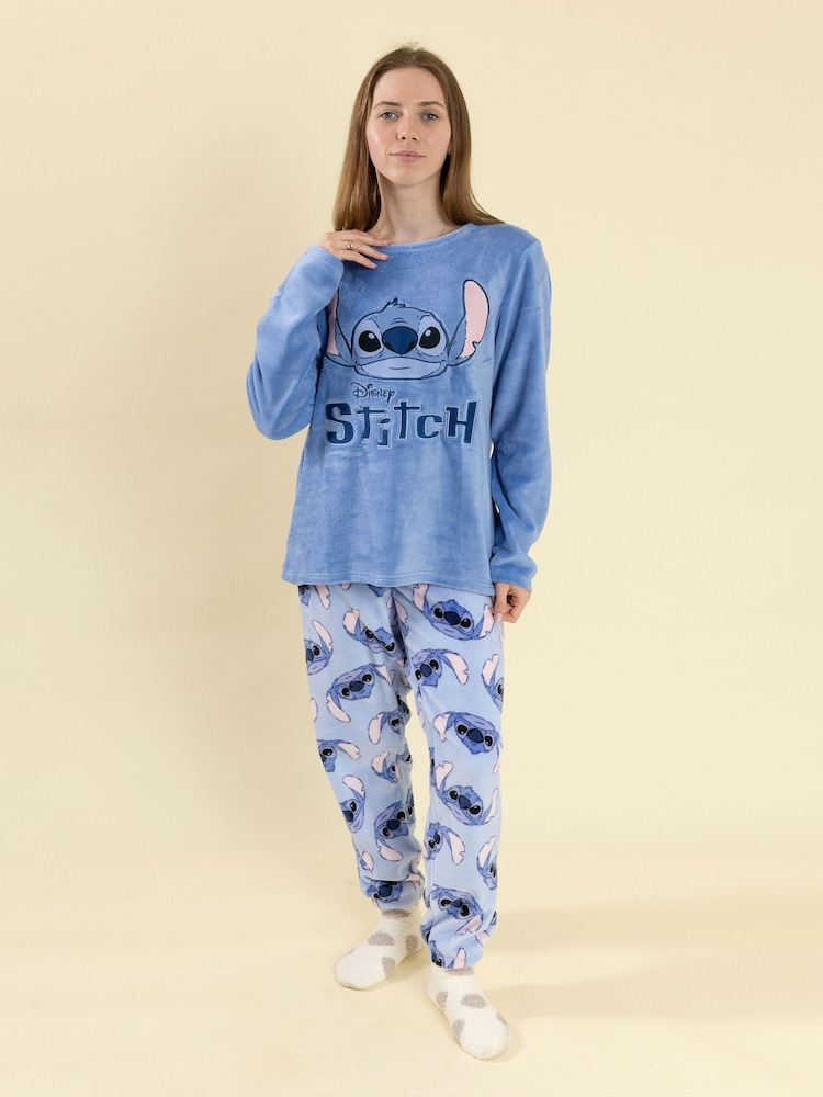 Vanilla Underground Blue Lilo & Stitch Stitch Fleece Long Sleeve Long Leg Pyjamas Set - Image 1 of 4 Vanilla Underground Blue Lilo & Stitch Stitch Fleece Long Sleeve Long Leg Pyjamas Set - Image 1 of 4