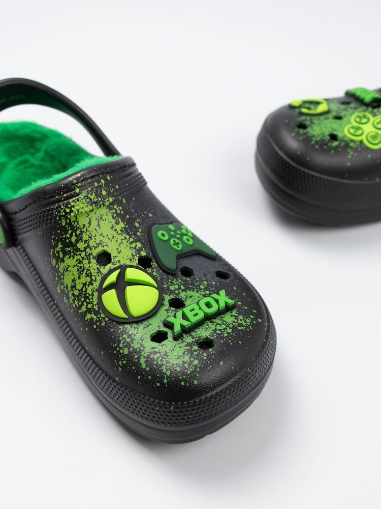 Vanilla Underground Black Xbox Logo Fur Lined Clogs - Image 6 of 6 Vanilla Underground Black Xbox Logo Fur Lined Clogs - Image 6 of 6