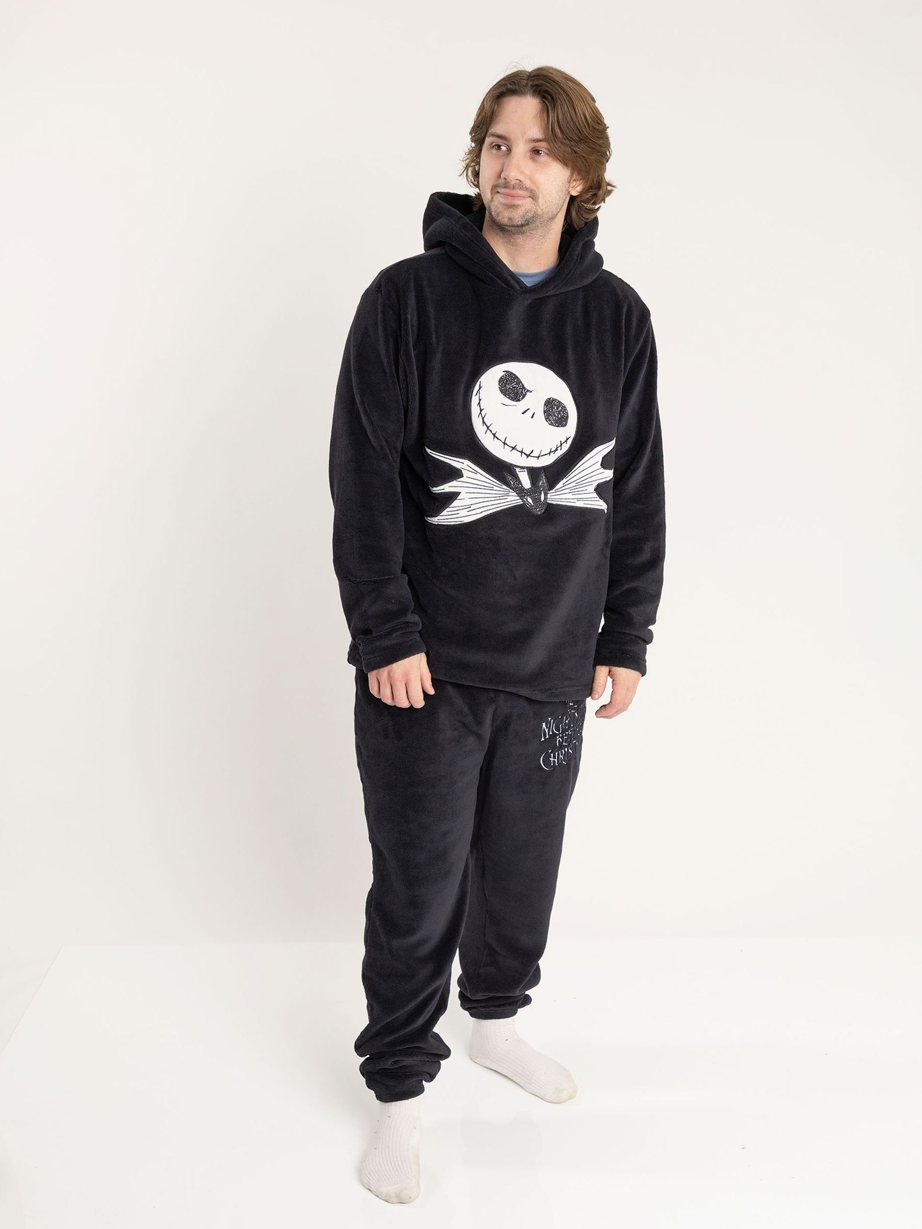 Vanilla Underground Men's Black The Nightmare Before Christmas Face Long Sleeve Long Leg Pyjamas Set - Image 3