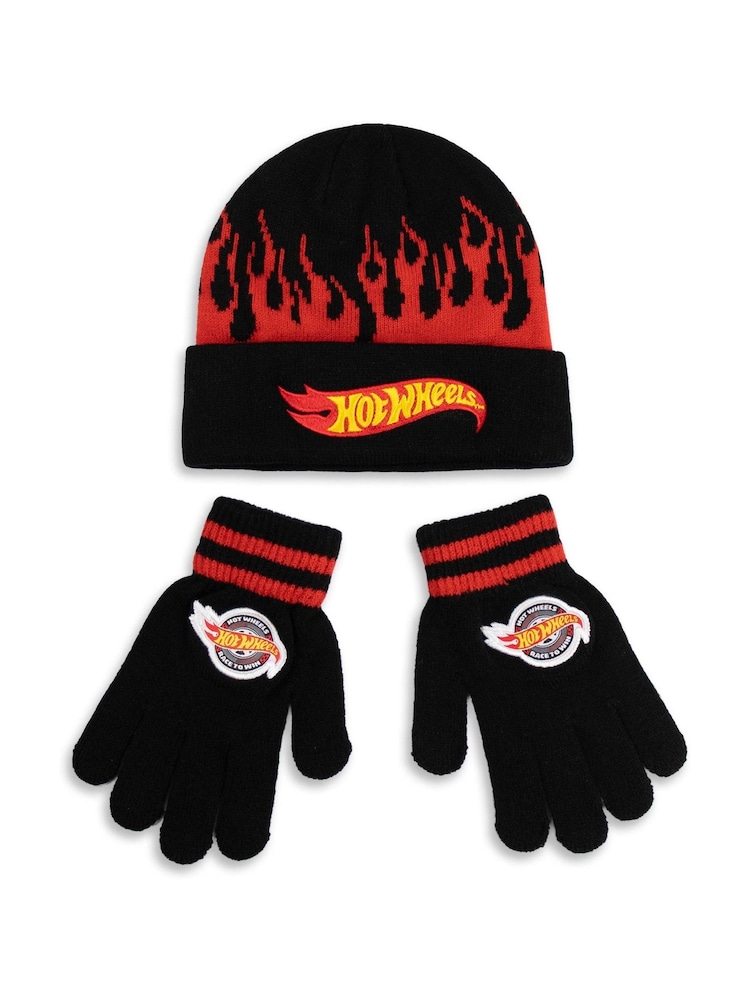 Vanilla Underground Black Hot Wheels Character Beanie and Gloves Set - Image 1 of 6 Vanilla Underground Black Hot Wheels Character Beanie and Gloves Set - Image 1 of 6