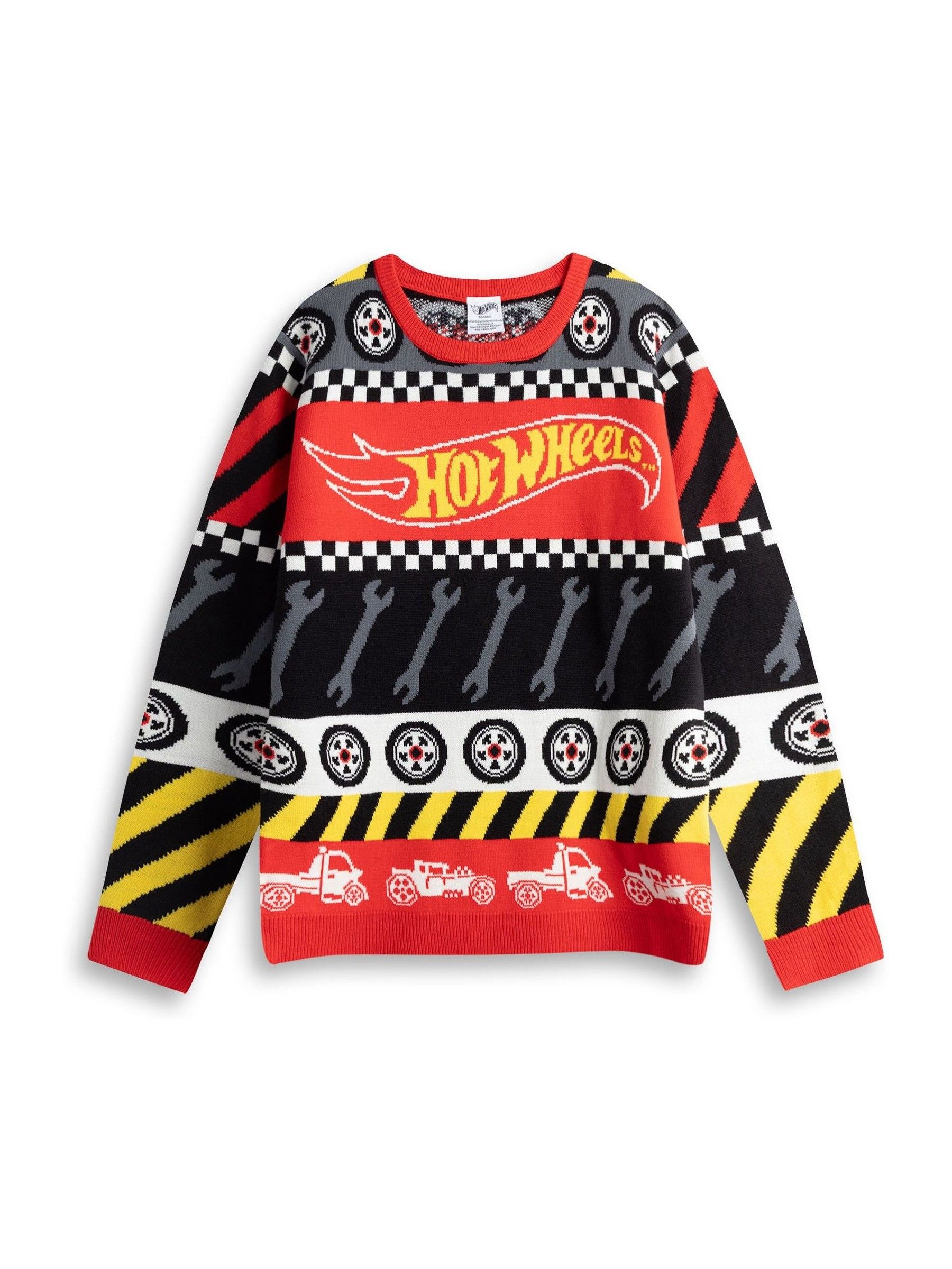 Hot Wheels Mens Multicoloured Tyre & Spanner Fairisle Christmas Jumper | Long Sleeve Crew Neck Holiday Wear | Festive Apparel for Christmas Celebrations Merch - Image 3