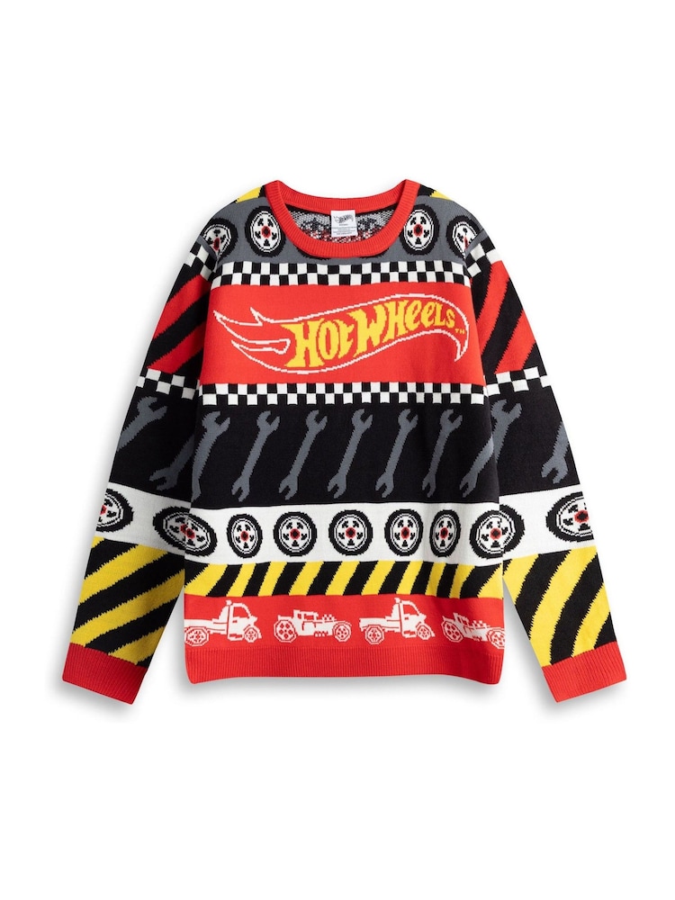 Vanilla Underground Red Hot Wheels Tyre & Spanner Fairisle Christmas Jumper - Image 1 of 6 Vanilla Underground Red Hot Wheels Tyre & Spanner Fairisle Christmas Jumper - Image 1 of 6