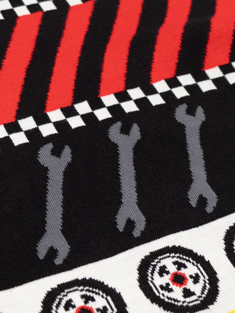 Vanilla Underground Red Hot Wheels Tyre & Spanner Fairisle Christmas Jumper - Image 6 of 6 Vanilla Underground Red Hot Wheels Tyre & Spanner Fairisle Christmas Jumper - Image 6 of 6