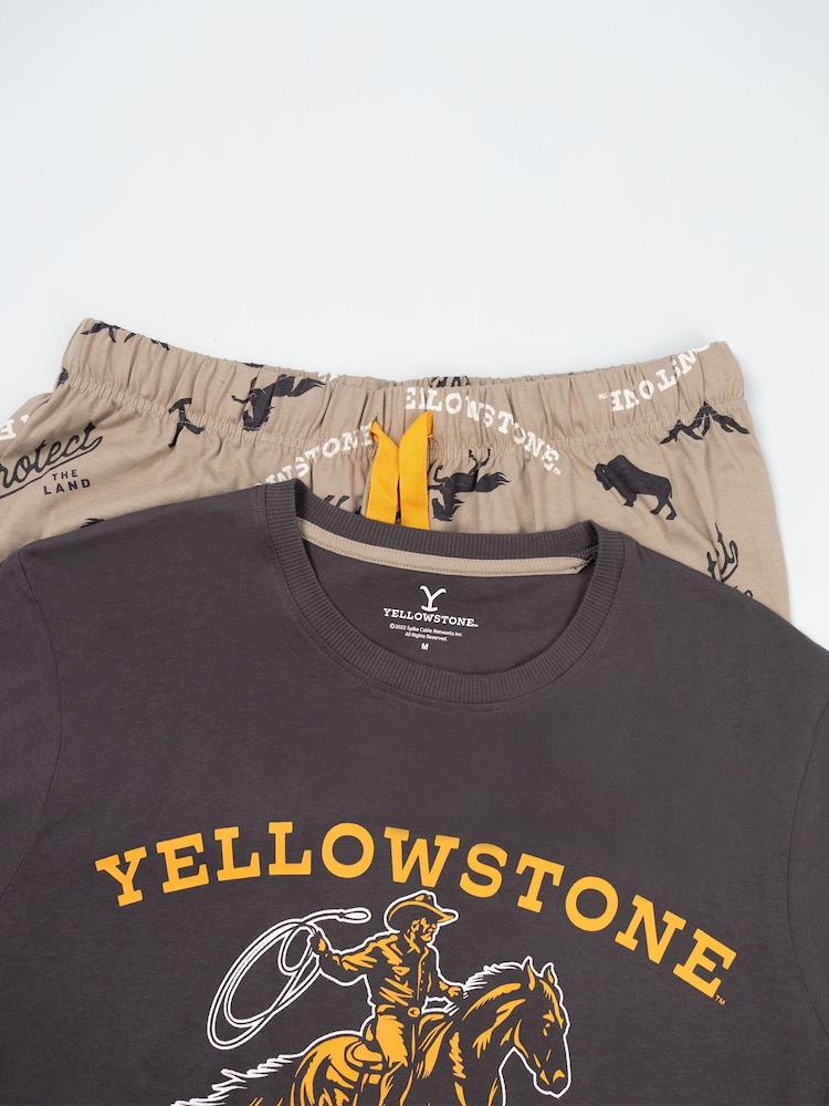 Vanilla Underground Grey Yellowstone Short Sleeve Long Leg Pyjamas Set - Image 6 of 6 Vanilla Underground Grey Yellowstone Short Sleeve Long Leg Pyjamas Set - Image 6 of 6