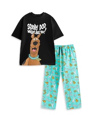 Vanilla Underground Black Scooby Doo Character Short Sleeve Long Leg Pyjamas Set - Image 1 of 6