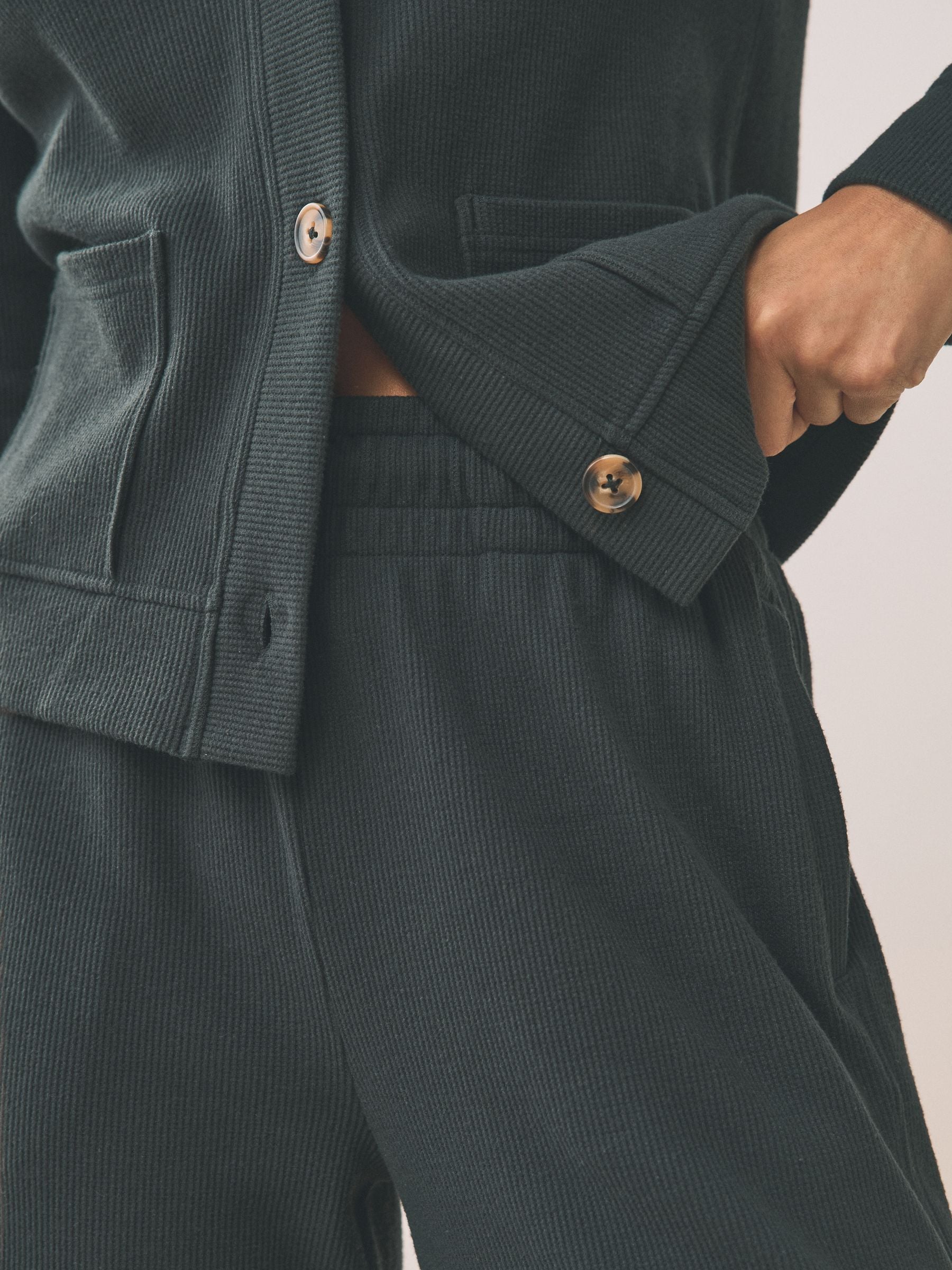 Buy Black Cosy Waffle Cardigan Loungewear Set from the Next UK