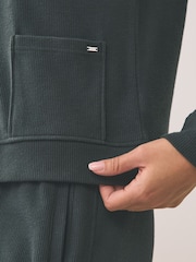 Black Cosy Waffle Cardigan Loungewear Set - Image 7 of 10