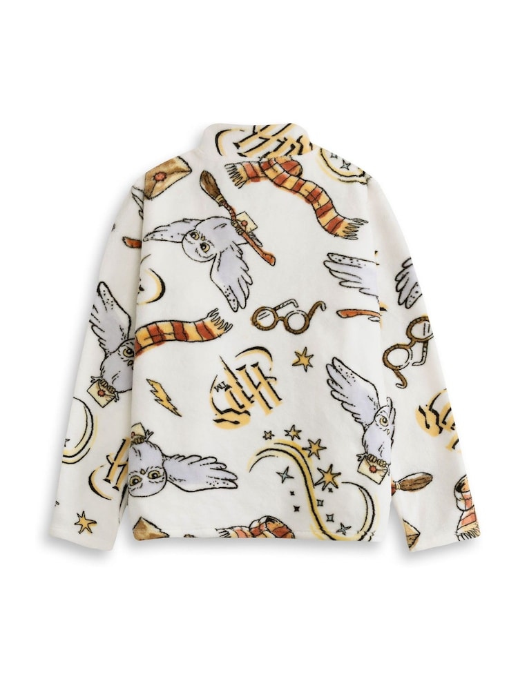 Vanilla Underground White Harry Potter Hedwig Fleece Quarter Zip Jumper - Image 2 of 6