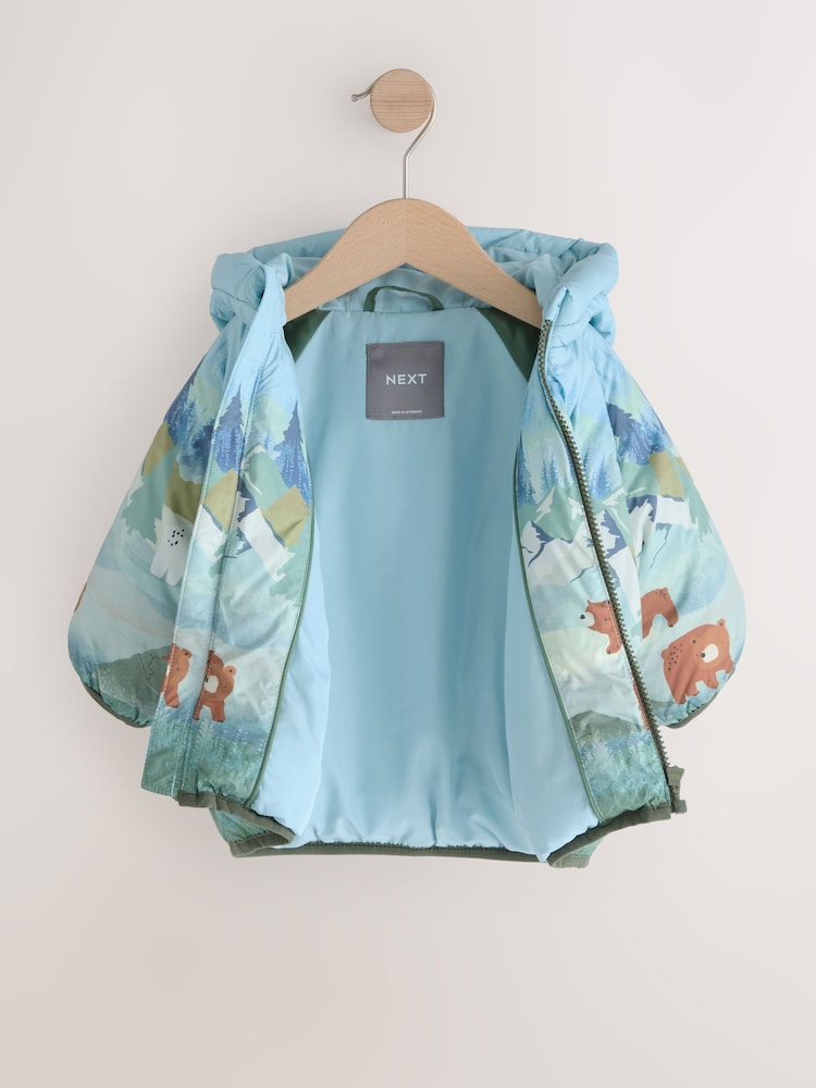 Green Scene Print Padded Coat (3mths-7yrs) - Image 2 of 6