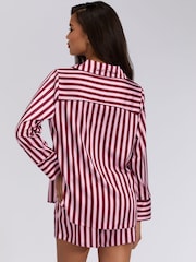 Boux Avenue Red Oversized Satin Revere & Short Pyjamas Set - Image 3 of 6