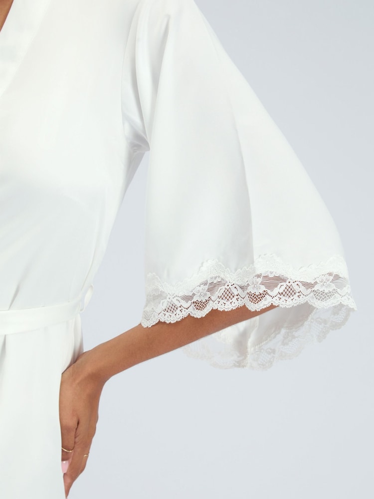 Boux Avenue White Amelia Satin Short Robe - Image 5 of 5