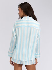 Boux Avenue Blue Oversized Satin Revere & Short Pyjamas Set - Image 3 of 6