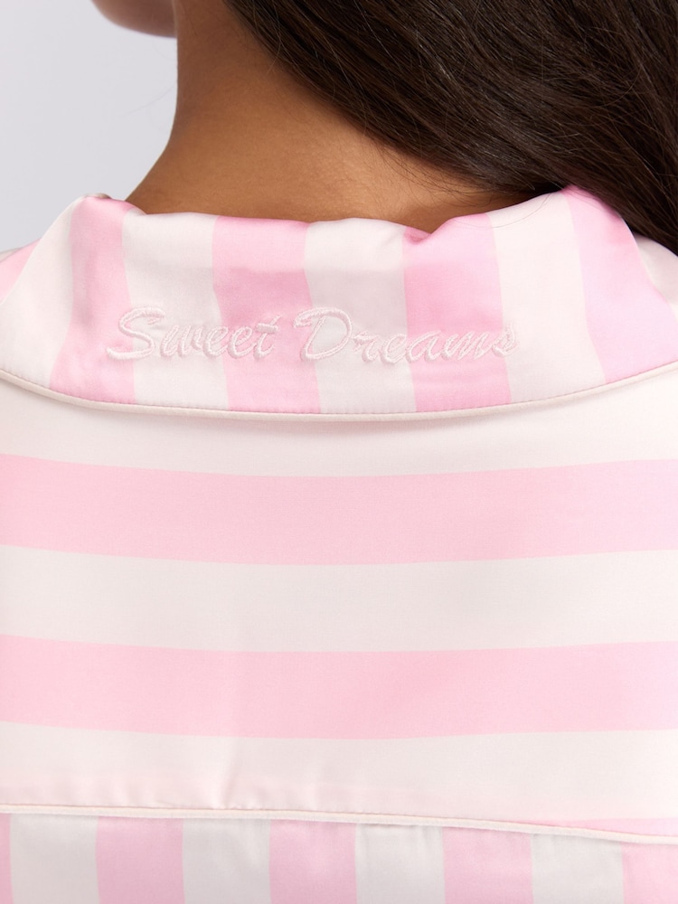 Boux Avenue Pink Oversized Satin Revere & Pyjamas Set - Image 5 of 5 Boux Avenue Pink Oversized Satin Revere & Pyjamas Set - Image 5 of 5