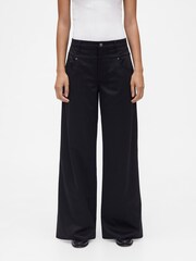 GapStudio Black Low Rise Satin Baggy Trousers - Image 1 of 6