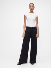 GapStudio Black Low Rise Satin Baggy Trousers - Image 4 of 6