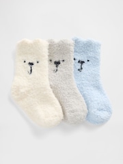 Gap Blue Cosy Bear Socks 3-Pack - Image 1 of 1